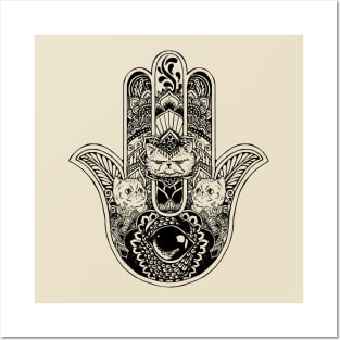 Hamsa Hand Cat Cat Posters and Art